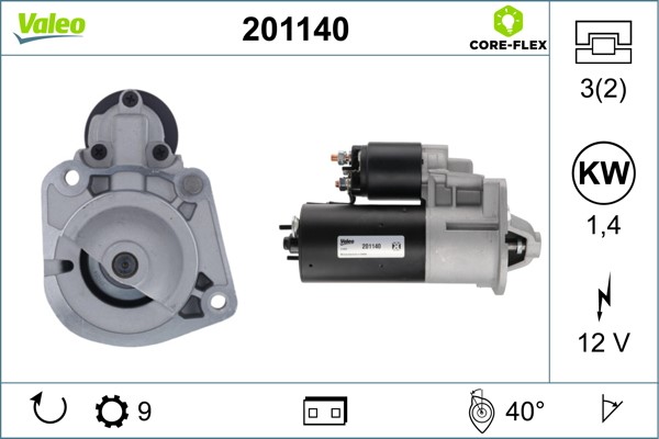 Startmotor 12V Valeo Valeo core-flex 201140 VALEO
