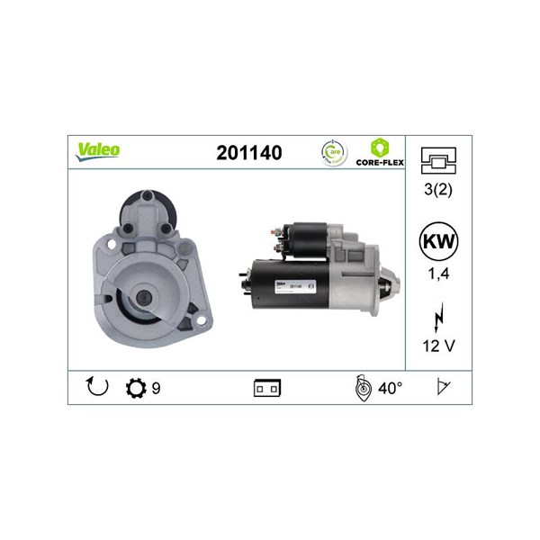 Startmotor 12V Valeo Valeo core-flex 201140 VALEO