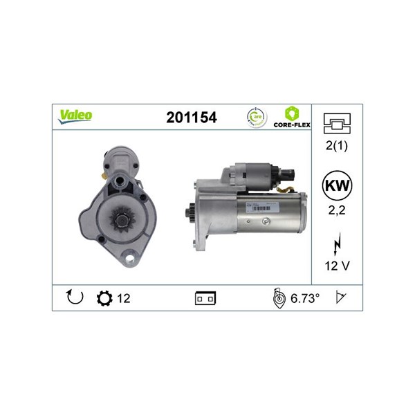 Startmotor 12V Valeo Valeo core-flex 201154 VALEO
