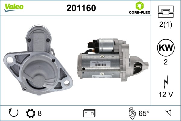 Startmotor 12V Valeo Valeo core-flex 201160 VALEO