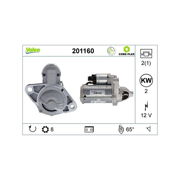 Startmotor 12V Valeo Valeo core-flex 201160 VALEO