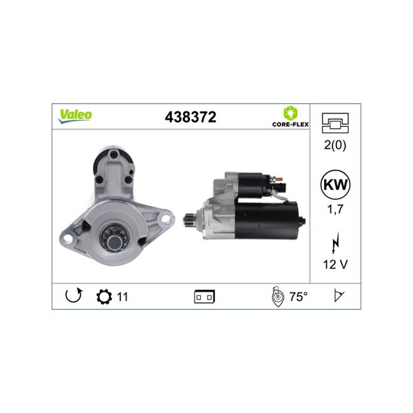 Startmotor 12V Valeo Valeo core-flex 438372 VALEO
