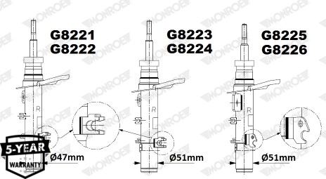 Stötdämpare Gastryck, Framaxel, Vänster Monroe G8224 MONROE Stötdämpare Gastryck, Framaxel, Vänster Monroe G8224 MONROE