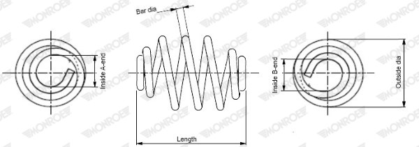 Spiralfjäder, Bakaxel Monroe Monroe springs SN3466 MONROE Spiralfjäder, Bakaxel Monroe Monroe springs SN3466 MONROE