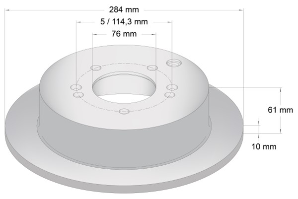 Bromsskiva Solid, Bakaxel Coated
