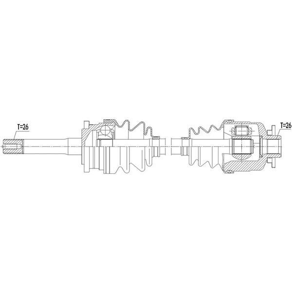 Drivaxel, framaxel vänster Nty NPW-MZ-068 NTY Drivaxel, framaxel vänster Nty NPW-MZ-068 NTY