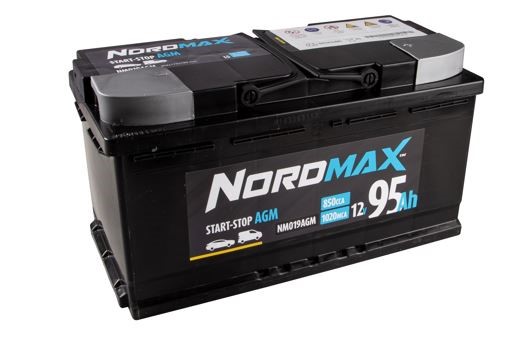 Startbatteri. Nordmax AGM   12V 95Ah 850A Nordmax