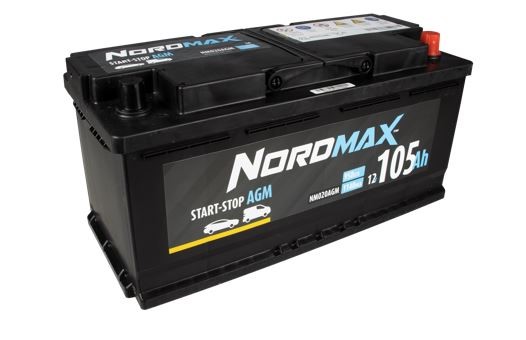 Startbatteri. Nordmax AGM   12V 105Ah 950A Nordmax