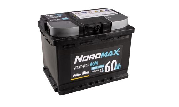 Startbatteri. Nordmax AGM   12V 60Ah 680A Nordmax