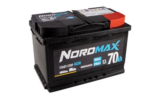 Startbatteri. Nordmax AGM   12V 70Ah 760A Nordmax