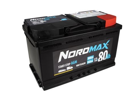 Startbatteri. Nordmax AGM   12V 80Ah 800A Nordmax