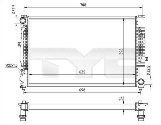 Kylare, motorkylning Tyc 702-0010-R TYC