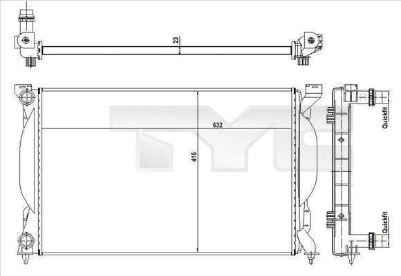 Kylare, motorkylning Tyc 702-0012-R TYC