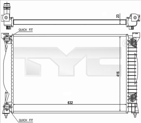 Kylare, motorkylning Tyc 702-0014-R TYC