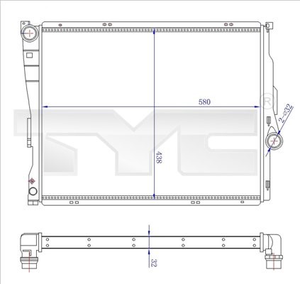 Kylare, motorkylning Tyc 703-0006-R TYC