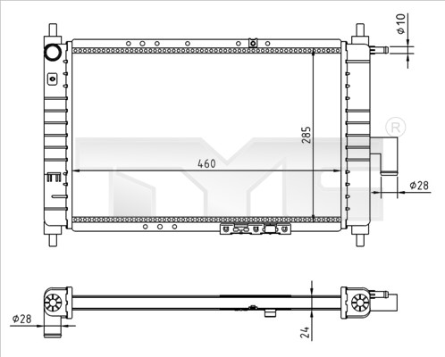 Kylare, motorkylning Tyc 706-0023-R TYC