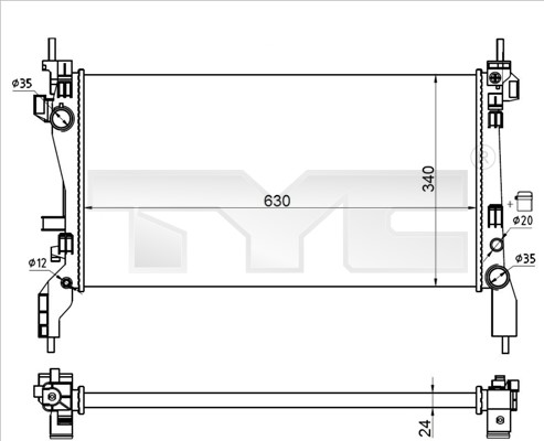 Kylare, motorkylning Tyc 709-0021-R TYC