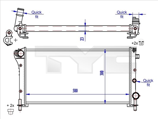 Kylare, motorkylning Tyc 709-0024-R TYC