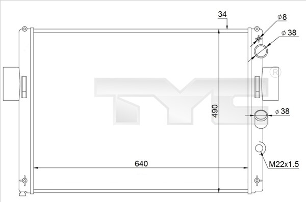 Kylare, motorkylning Tyc 715-0003-R TYC