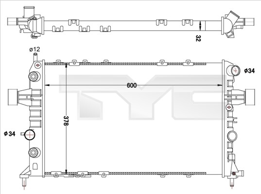 Kylare, motorkylning Tyc 725-0040-R TYC