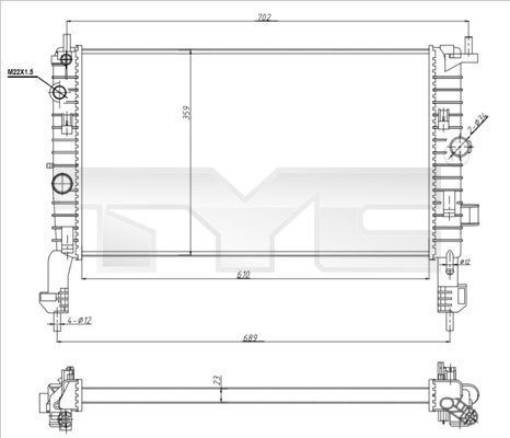 Kylare, motorkylning Tyc 725-0048-R TYC