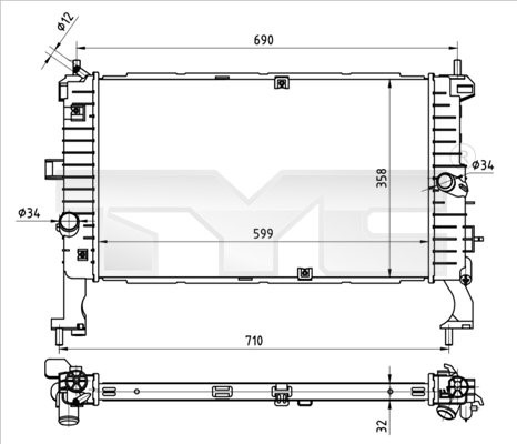 Kylare, motorkylning Tyc 725-0049 TYC
