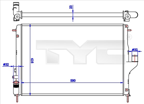 Kylare, motorkylning Tyc 728-0056-R TYC