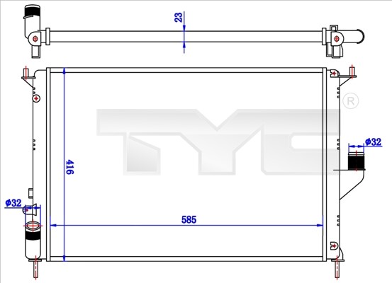 Kylare, motorkylning Tyc 728-0057 TYC
