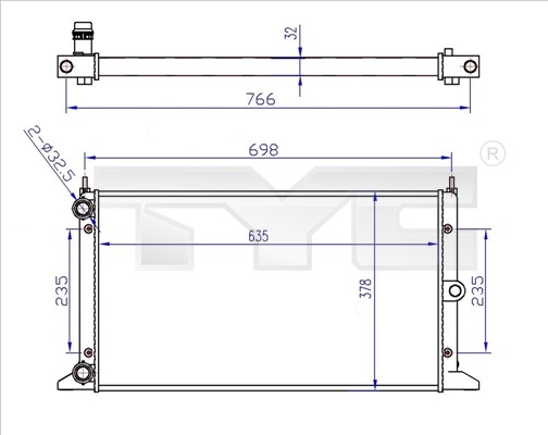 Kylare, motorkylning Tyc 737-0043-R TYC
