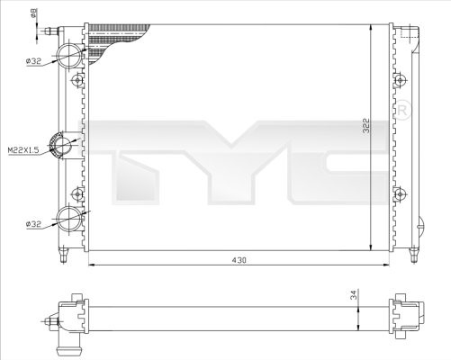 Kylare, motorkylning Tyc 737-0050 TYC