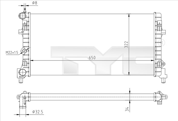 Kylare, motorkylning Tyc 737-0064-R TYC