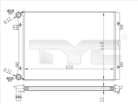 Kylare, motorkylning Tyc 737-0067-R TYC