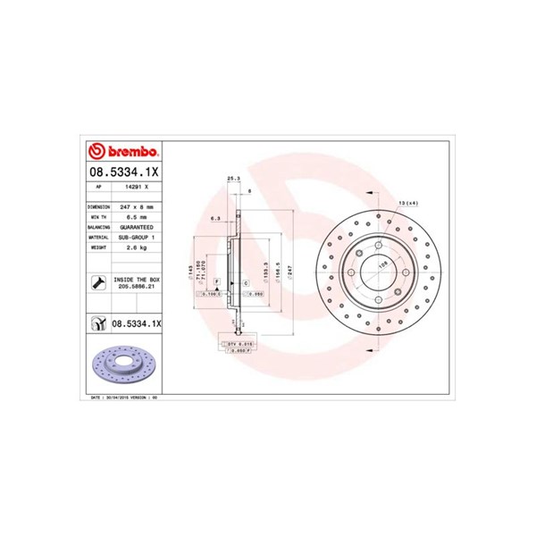 Bromsskiva, Bakaxel BREMBO
