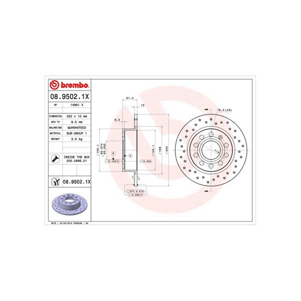 Bromsskiva, Bakaxel BREMBO