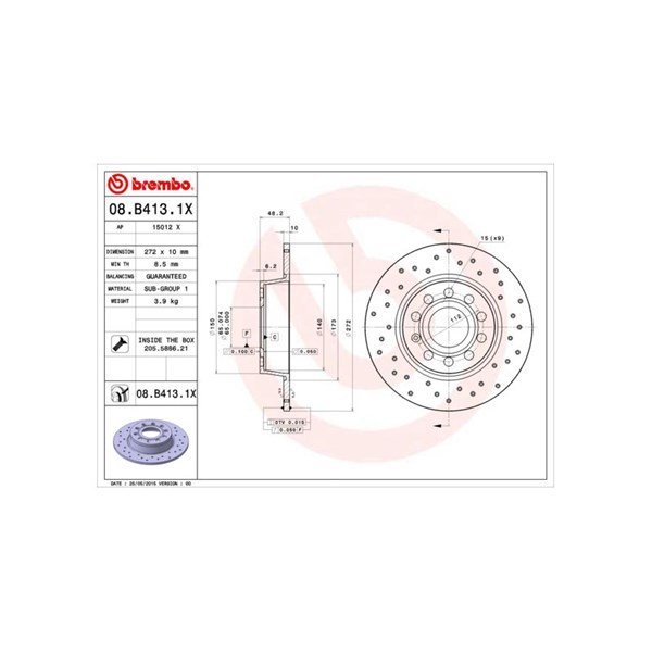 Bromsskiva, Bakaxel BREMBO