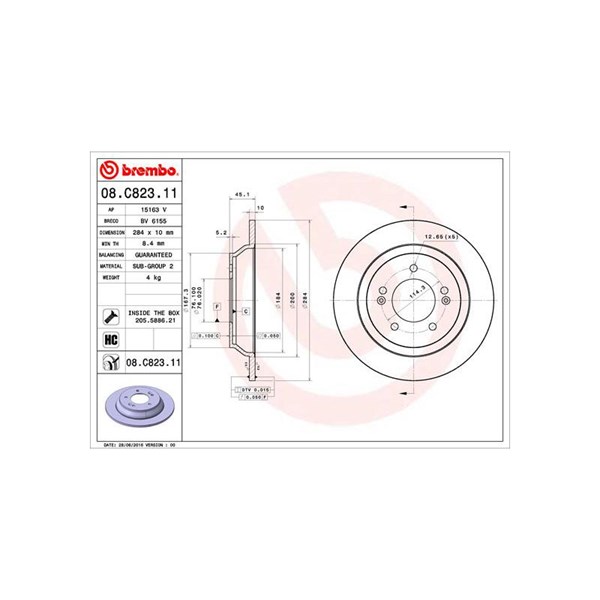 Bromsskiva, Bakaxel BREMBO Bromsskiva, Bakaxel BREMBO