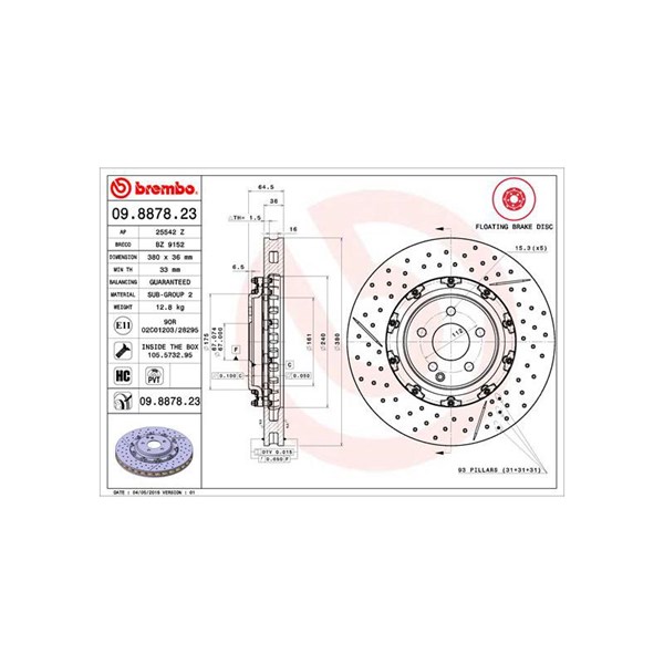 Bromsskiva Bromsskiva tvådelad, Framaxel Brembo 09.8878.23 BREMBO Bromsskiva Bromsskiva tvådelad, Framaxel Brembo 09.8878.23 BREMBO