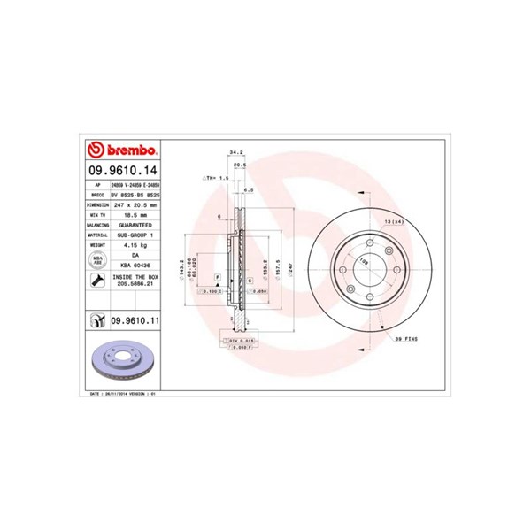 Bromsskiva, Framaxel BREMBO Bromsskiva, Framaxel BREMBO