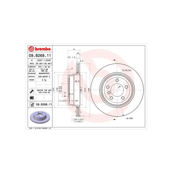 Bromsskiva Ventilerad, Bakaxel Brembo Coated disc line 09.B268.11 BREMBO Bromsskiva Ventilerad, Bakaxel Brembo Coated disc line 09.B268.11 BREMBO