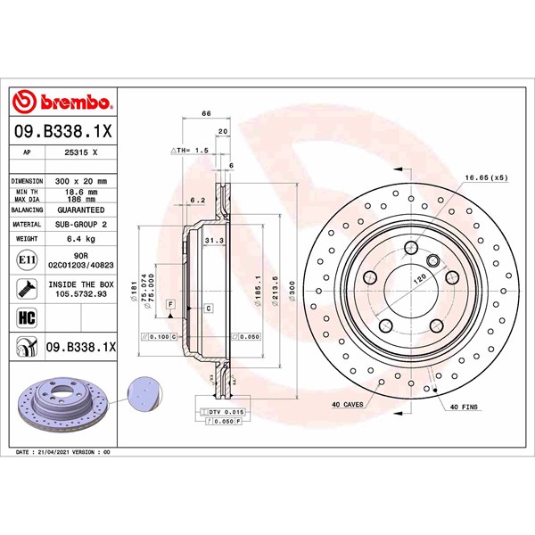 Bromsskiva, Bakaxel BREMBO
