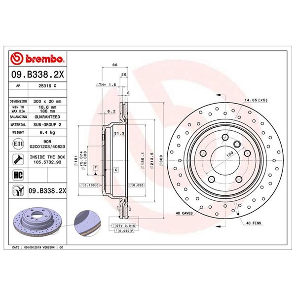 Bromsskiva, Bakaxel BREMBO