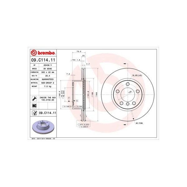 Bromsskiva, Framaxel BREMBO Bromsskiva, Framaxel BREMBO