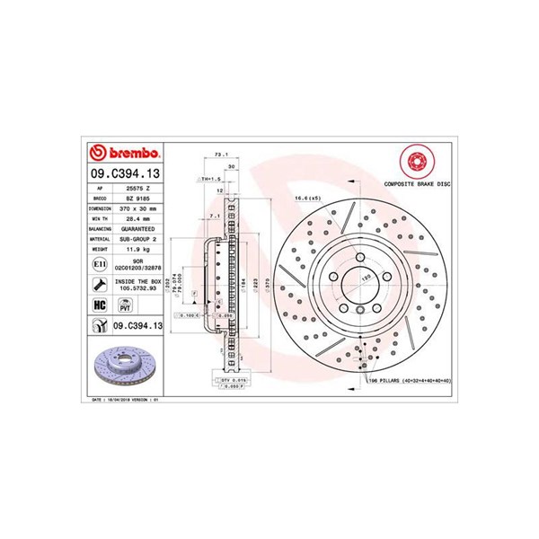 Bromsskiva Bromsskiva tvådelad, Framaxel Brembo 09.C394.13 BREMBO Bromsskiva Bromsskiva tvådelad, Framaxel Brembo 09.C394.13 BREMBO