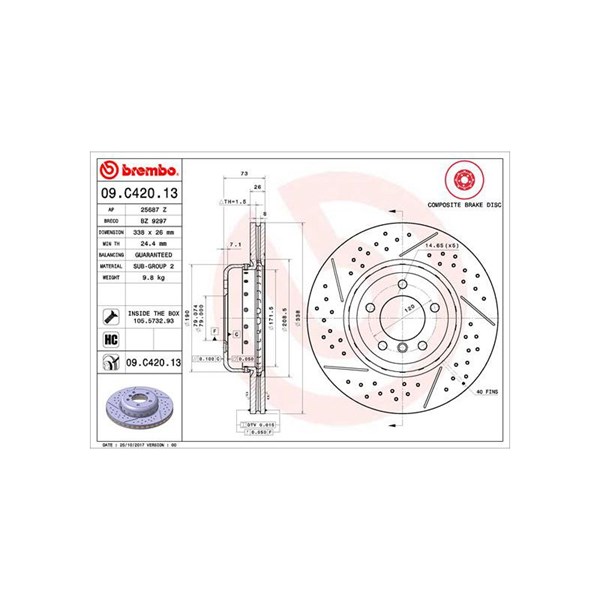 Bromsskiva Bromsskiva tvådelad, Framaxel Brembo 09.C420.13 BREMBO