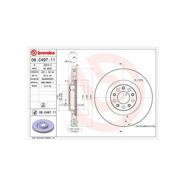 Bromsskiva, Framaxel BREMBO Bromsskiva, Framaxel BREMBO
