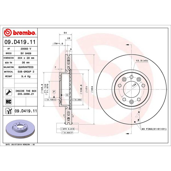 Bromsskiva, Framaxel BREMBO