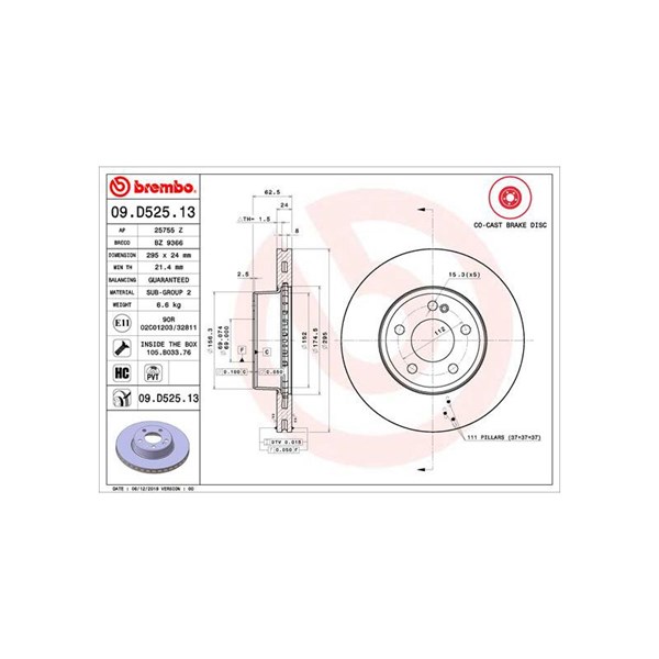 Bromsskiva Bromsskiva tvådelad, Framaxel Brembo 09.D525.13 BREMBO