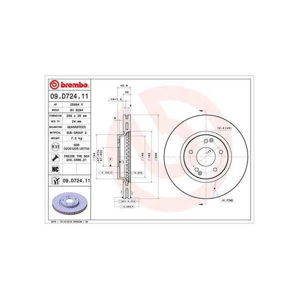 Bromsskiva Ventilerad, Framaxel Brembo 09.D724.11 BREMBO