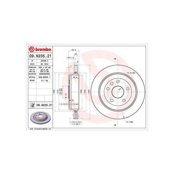 Bromsskiva Ventilerad, Bakaxel Brembo Coated disc line 09.N235.21 BREMBO