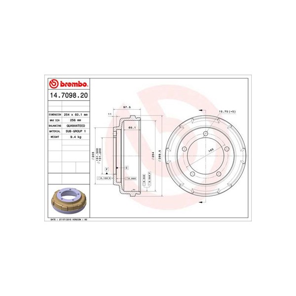 Bromstrumma, Bakaxel Brembo 14.7098.20 BREMBO